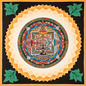 Kalachakra mandala thangka | Tibetan Buddhist Art | Lotus Designed Wheel of Time Mandala